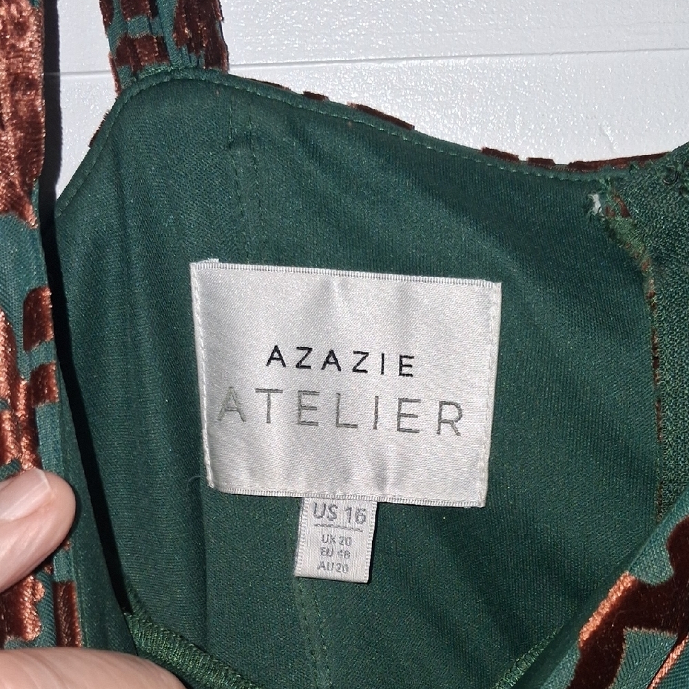 Azazie Green and Brown Floral Dress - Picture 2 of 4